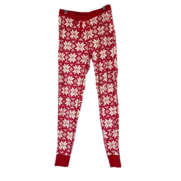 HANNA ANDERSSON Long John Scandi Red Snowflake Pajama Set Unisex Top M /Pant S - Picture 10 of 11